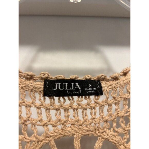 Julia By Love Beige Crochet Cropped Vest Shirt Tank Size Small Fairy Cottage - Picture 3 of 6